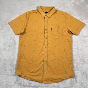 Rip Curl Shirt Mens Size Small Tan Brown Hula Girl Show Short Sleeve Button Up - Picture 1 of 9