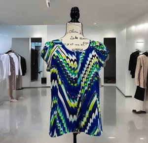 Camicetta donna stampa multicolore maniche corte girocollo taglia M petite - Foto 1 di 8