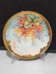 Seltmann Weiden Bavaria W. Germany Artist Signed Plate Hand Painted Grapes Gold - Picture 1 of 8