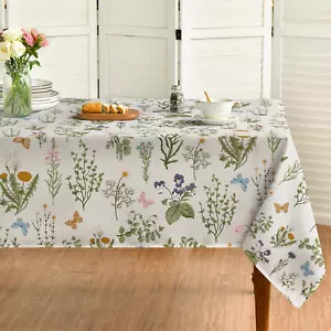 Spring Tablecloth 60×84 Inch Floral Butterfly 60 X 84",Rectangle Wildflowers - Picture 1 of 6