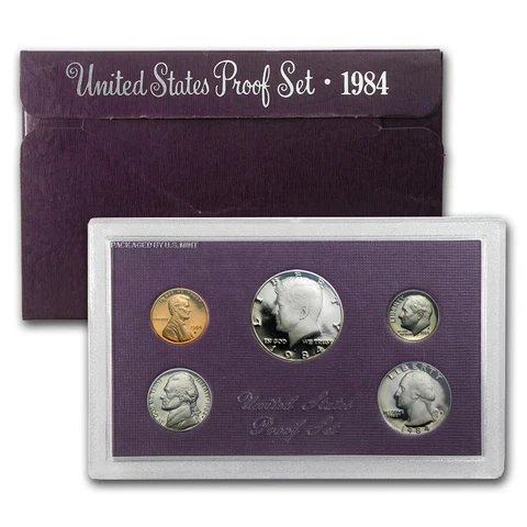 1984 S US Mint 5 Coin Proof Set Original Box Cover