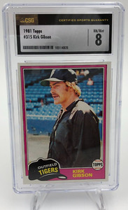 1981 KIRK GIBSON Topps #315 ROOKIE grade CSG 8 NM-MT Detroit TIGERS Dodgers MLB