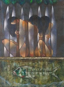 José Antonio Oliva Alfonso. PINTURA. Arte cubano. MUJERES CON PIEZA. Firmado. 2020 - Imagen 1 de 1