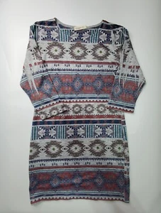 Ginger G Southwestern Print Soft Sweater Dress Three Quarter Sleeves Large - Picture 1 of 8