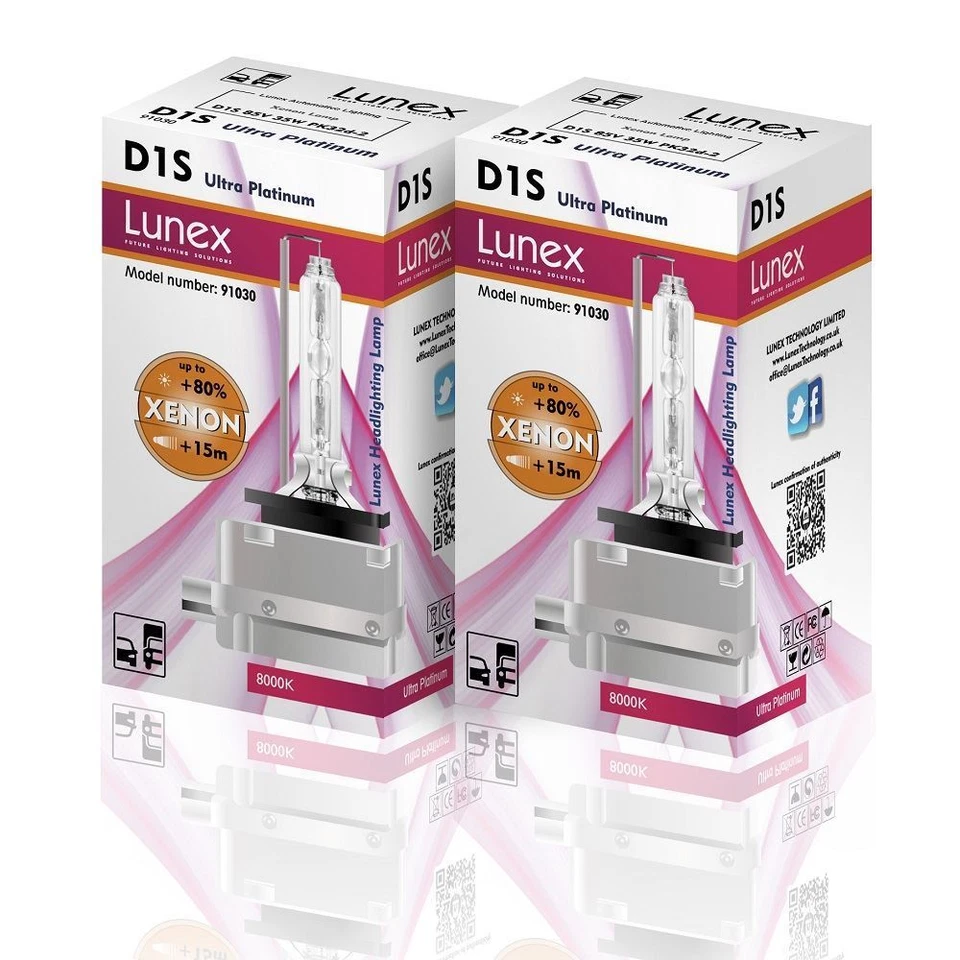 2 x D1S XENON 8000K HID BULB Genuine LUNEX compatible with 66043 66144 85410 UPT - Image 1 of 1