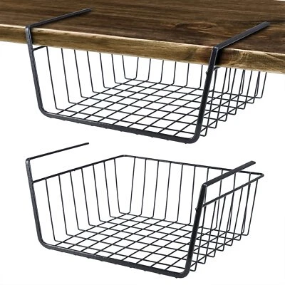 2 Pack Under Shelf Wire Storage Basket Hanging Bin Slides for Kitchen Pantry - Image 1 of 4