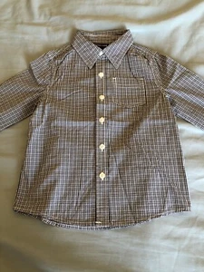 Cherokee Boys LS Blue Checker Button Up Shirt 4T NWOT - Picture 1 of 3