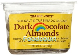Trader Joe's Sea Salt & Turbinado Sugar Dark Chocolate Almonds 10 oz - Picture 1 of 3