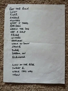 Aerosmtih Band Vintage 1980's Pump Tour Concert Used Set List #2 - Picture 1 of 2