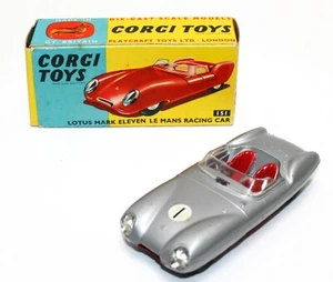 Corgi Toys #151 Lotus Mark 11 LE MANS #1 Diecast Racing Car Silver/Red 1958 - Picture 1 of 13
