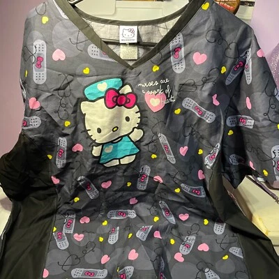 Hello Kitty Cherokee Scrubs Sanrio Tooniforms V Neck Top TF783 HKKG - Image 1 of 4