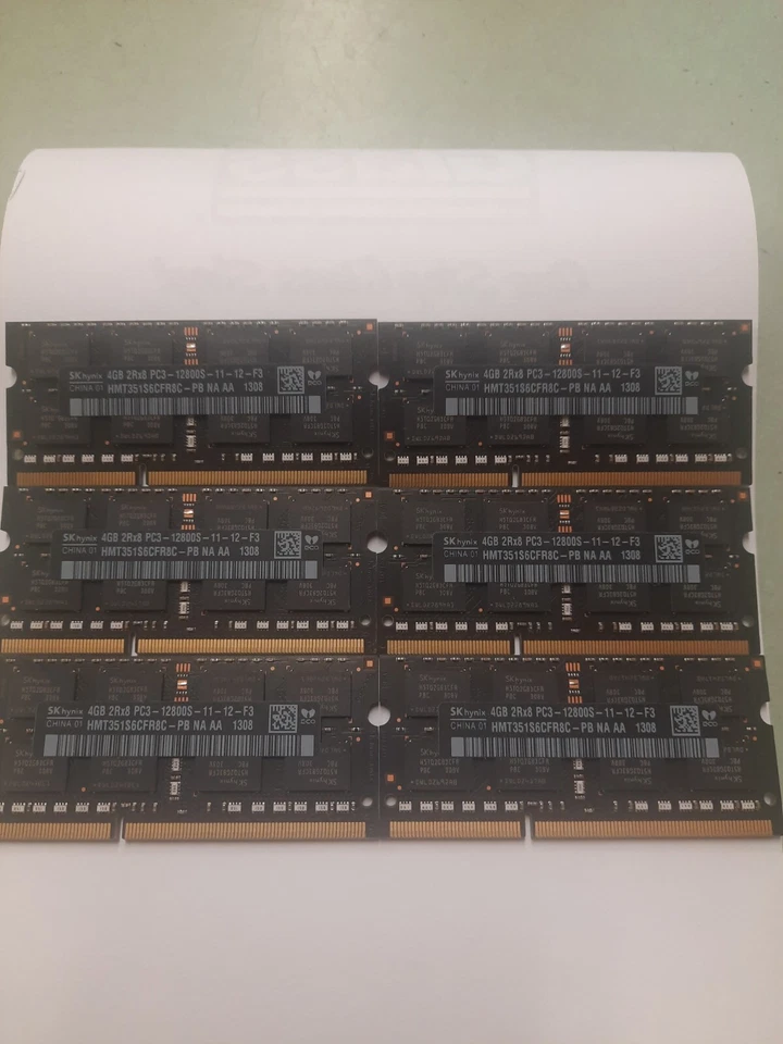 (6) 24GB 6X4GB APPLE  PC3-12800S DDR3 SDRAM LAPTOP Memory RAM Hynix MATCHED 1308 - Image 1 of 4
