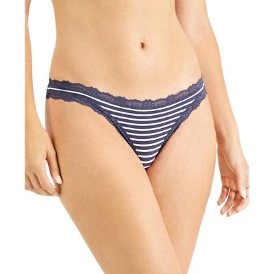 Jenni Mujer Encaje Ribete Tanga Bragas Nairobi Rayas Azul Marino Nuevo Con Etiquetas Talla XL Foto 1 de 4