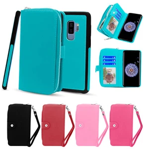 for Samsung Galaxy Note 8 S9 S9 Plus Case Detachable Leather Zipper Wallet Cover - Picture 1 of 59