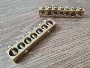 2 X Brass Bus Bar Terminal Block With 7 X Connections Per Block - Picture 1 of 2