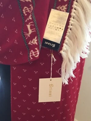 Bufanda Brioni Marfil/Negro/Rojo Reversible Estampado, Bordes con Flecos, Lana, Italia, Foto 1 de 4