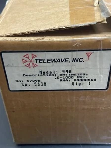 Telewave Model 44A Broadband RF Wattmeter 20 MHz-1000 MHz 50 Ohms - Picture 1 of 5