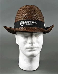 Bacardi Oakheart Strohhut braun mit schwarzem Band Cowboy Party Mütze(451) - Bild 1 von 3