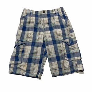 Route 66 Blue & White Plaid Cargo Shorts W/ Pockets Boys Size 16 - Picture 1 of 8