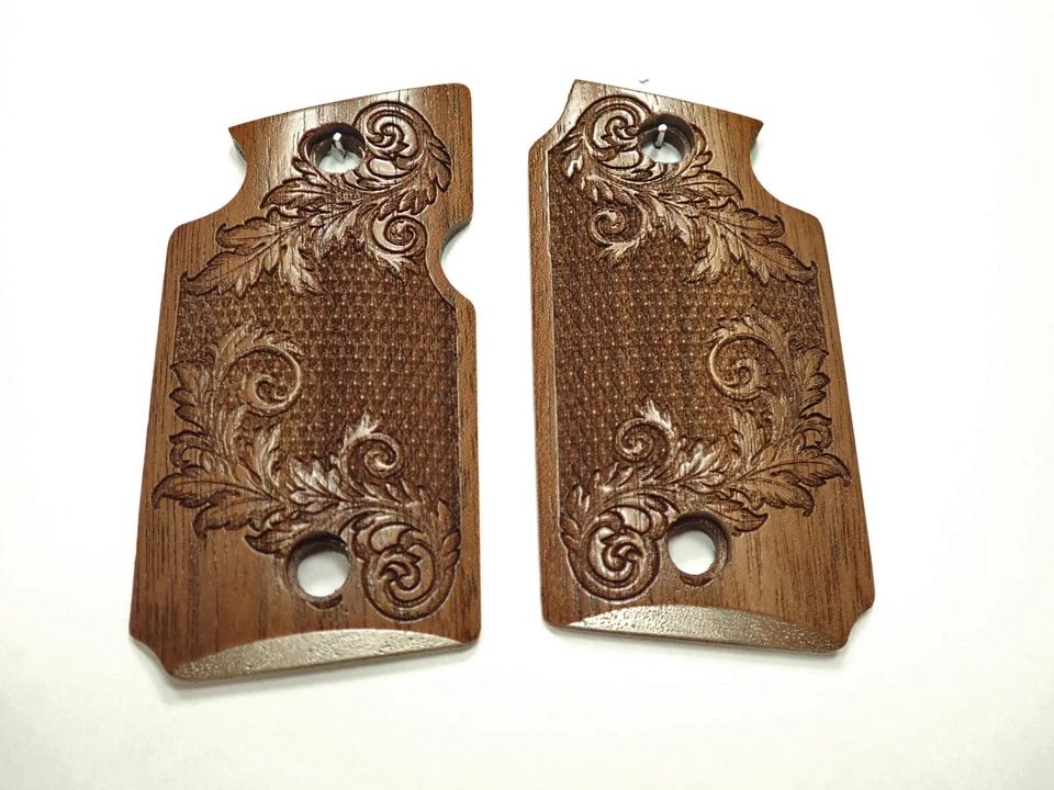 Walnut Floral Checker Grips For Sig Sauer P938 Checkered Engraved Textured - Image 1 of 1