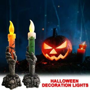 Halloween LED Lights Skull Candle Party Decoration Ghost Holding Candle