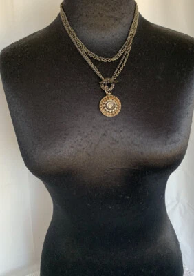 Collar Cookie Lee Largo Doble Pistola Metal Negro Cadena Redonda Colgante Estrás Foto 1 de 4