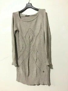 Napples Size S Wool Angora Cotton Beige Ribbed Long Sweater Dress Top Women - Picture 1 of 11