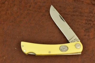 MOORE MAKER MATADOR TEXAS MADE IN USA YELLOW LOCKBACK SODBUSTER KNIFE (28297) - Image 1 of 4