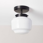 Milk Glass Semi-Flush Mount Ceiling Light Black Finish - Hearth & Hand