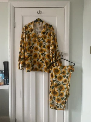 Пижамы Lucy & Yak Dreamer с принтом в виде подсолнуха (женский размер M/Великобритания 12-14) - Изображение 1 из 4