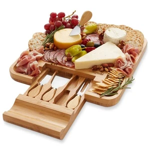 Bamboo Cheese Board and Knife Gift Set, Wooden Charcuterie Board Meat and Che... - Picture 1 of 7