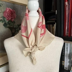 "Rosenbaum's natürlich" Polyester 21" quadratischer Schal rosa rot & beige Made in USA - Bild 1 von 12