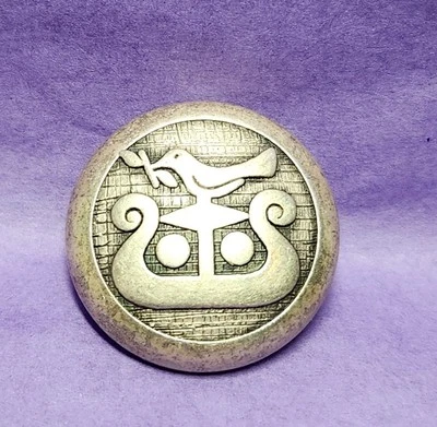 Noahs Ark With Dove And Olive Branch Button Silvertone Metal - Image 1 of 4