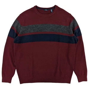 IZOD Herren Samt weinrot Streifen Langarm Rundhals Pullover Sweater X-Large - Bild 1 von 2