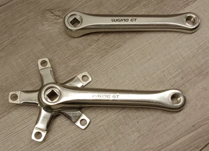 Vintage Alloy Sugino GT Crank Set 170 mm Old School BMX Double 110 BCD 1980's - Picture 1 of 7