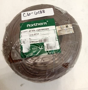 Northern N2204-1016-0752 22AWG 4C Bare Copper Solid CMR Brown 500' Riser Cable - Picture 1 of 4