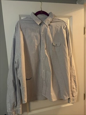 ELWOOD Boxy Fit Oxford L/S Button-Up Shirt Blue/White Size Large - Image 1 of 4