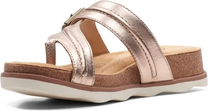 Clarks Brynn Madi Women's Toe Thong Sandal New Rose Gold Leather US SZ 6.5 WIDE - Picture 1 of 6