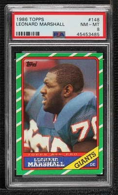 1986 Topps Leonard Marshall #148 PSA 8 Rookie RC - Image 1 of 2