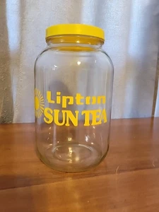 Vintage Lipton Sun Teekanne Glas 1 Gallone Glas Retro gelb mit Deckel - Bild 1 von 6