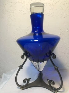Polish Cobalt Blue Glass Art Vase Made In Poland With Sticker - Picture 1 of 10