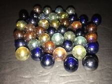 Iridescent Lustre Glass Marbles Lot Of 43 Vintage .60-.64 Inch Various Colors