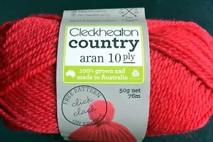 10 x 50gm balls RED Cleckheaton 10 Ply Country Pure Wool - Picture 1 of 1