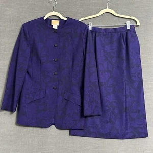 Vintage Pendleton Skirt Suit 6 Purple Floral Wool Office Career Classic 80s 90s - Picture 1 of 15