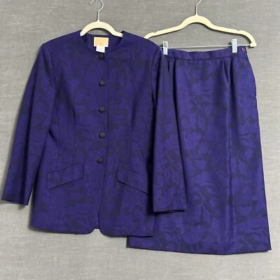 Traje Falda Pendleton Vintage 6 Púrpura Floral Lana Oficina Carrera Clásico Años 80 90 Foto 1 de 4