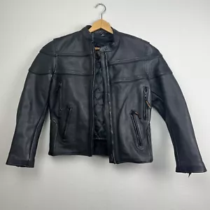 Vance Leathers Womens Motorcycle Black Jacket Small Riding Pockets EUC - Foto 1 di 17