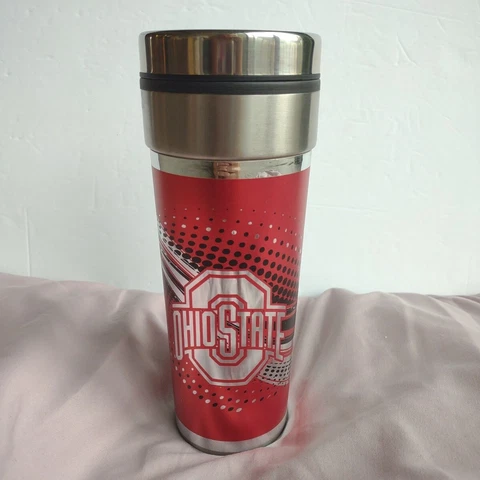 Ohio State Buckeyes 16 Oz Insulated Stainless Steel Tumbler Coffee Cup Mug Red Cover