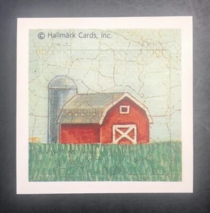 Vintage Hallmark Red Barn With Silo 2”x2”Sticker Square - Picture 1 of 2