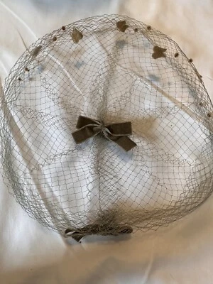 Rede de cobertura de cabelo chapéu malha vintage 1950's Fascinator Pillbox - Imagem 1 de 4