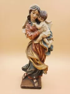 *HOLZFIGUR*HOLZMADONNA*GESCHNITZT*GEFASST*MADONNA MIT KIND*ANTIK*HOLZ*25 CM*(T.) - Picture 1 of 5